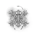 ampersand with snowflakes tattoo design idea