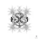 ampersand with snowflakes tattoo design idea