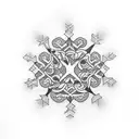 ampersand with snowflakes tattoo design idea