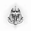A majestic Egyptian pharaoh surrounded by hieroglyphics tattoo design idea