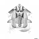 A majestic Egyptian pharaoh surrounded by hieroglyphics tattoo design idea