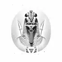 A majestic Egyptian pharaoh surrounded by hieroglyphics tattoo design idea