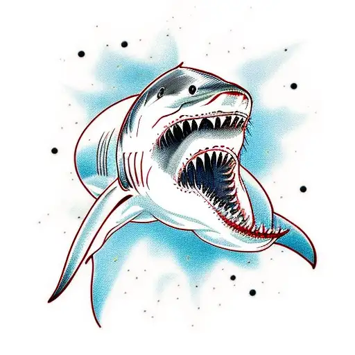 great white shark in mouvement  tattoo design idea