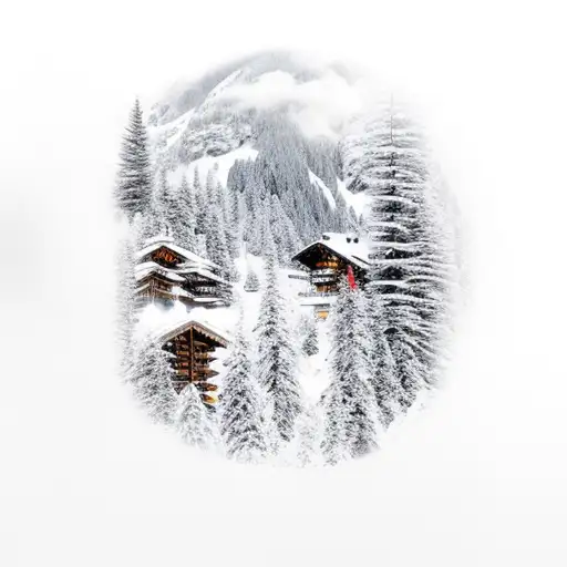mountain landscape of Verbier Switzerland with a little bit of forest tattoo design idea