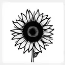 A sunflower with a letter K hidden between the stem and leaves. tattoo design idea