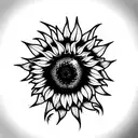A sunflower with a letter K hidden between the stem and leaves. tattoo design idea