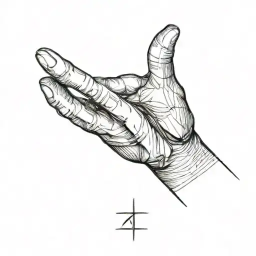 tattoo of a line on the hand, 15 cm in size, depicted on a white sheet of paper, a linear type face with an overting the tattoo design idea
