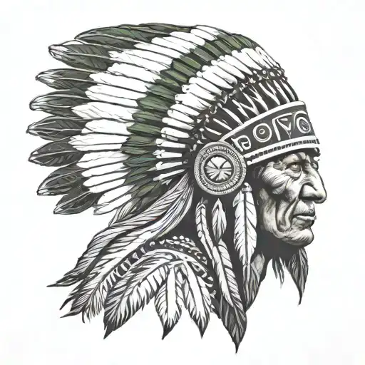 Inca indian chief with white eyes  tattoo design idea