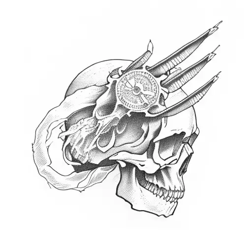 skull hand giving a handkerchief tattoo design idea
