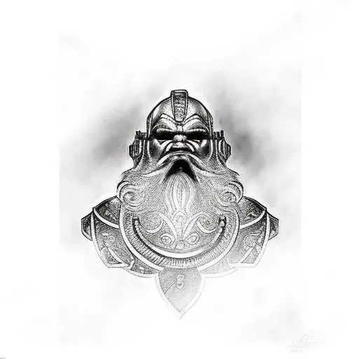dwarven armor shoulder piece tattoo design idea