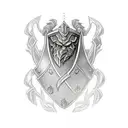 dwarven armor with pike family crest tattoo design idea