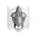 dwarven armor with pike family crest tattoo design idea