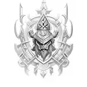 dwarven armor with pike family crest tattoo design idea