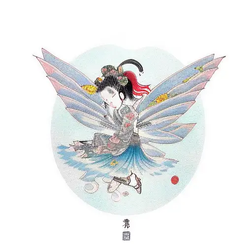 flying fairy tattoo design idea