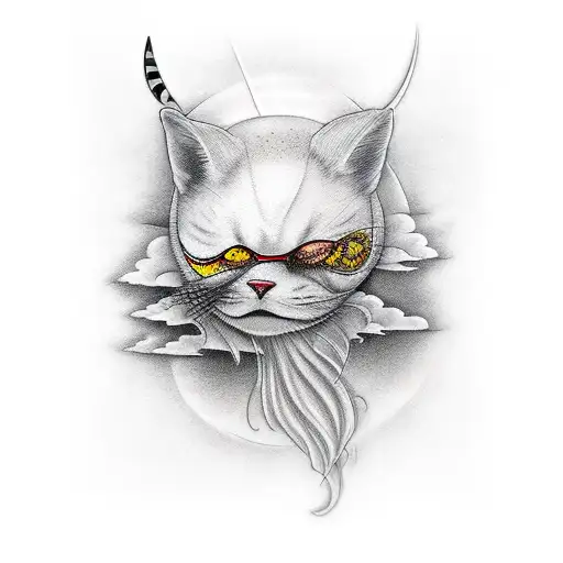 katana in the clouds tattoo design idea