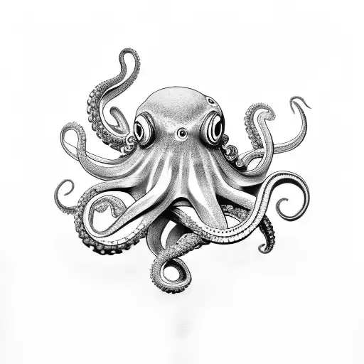 black and grey octopus with whip and stipple shading  tattoo design idea