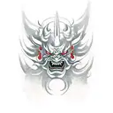 oni demon mask with smoke surrounding tattoo design idea