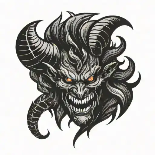 demon silhouette emoji tattoo design idea