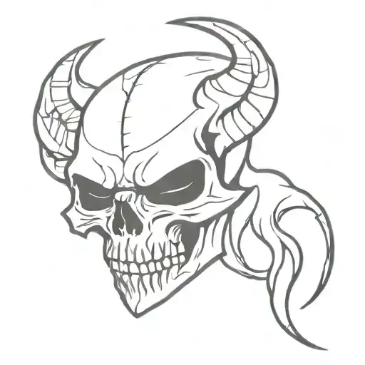 demon skull face tattoo design idea