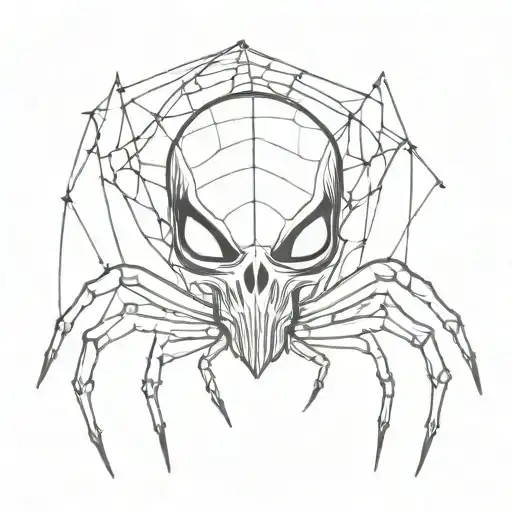 spider with skull tattoo design idea