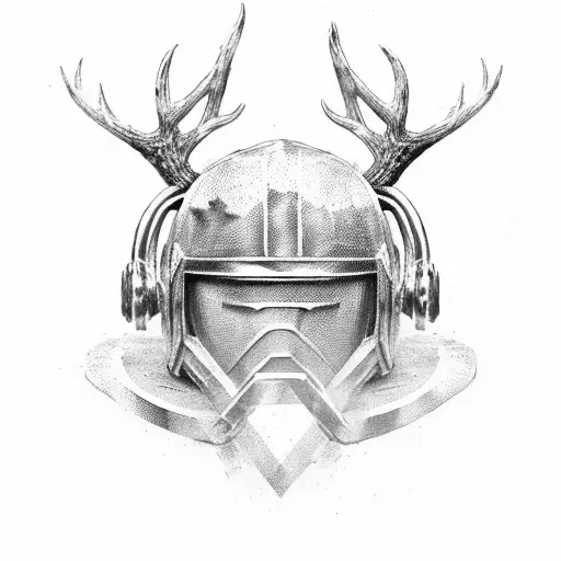 spartan helmet with deer antlers  tattoo design idea