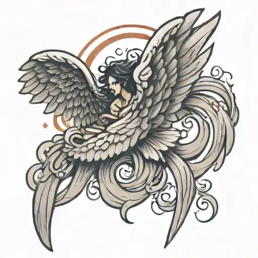 Falling Angel wings tattoo design idea