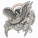 Falling Angel wings tattoo design idea