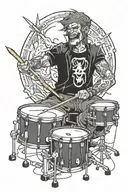 Meganman heavy metal drummer playing tattoo design idea