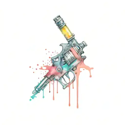 tattoo gun dripping ink splatter cherry tattoo design idea