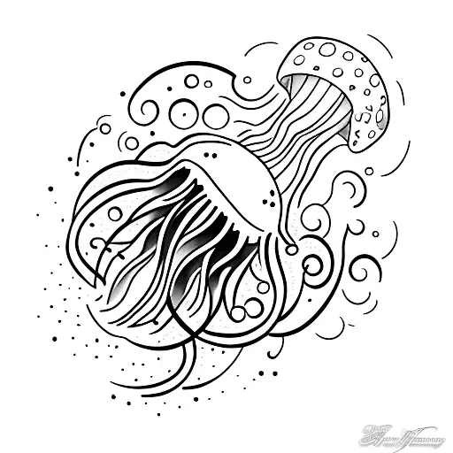 Tattoo uploaded by Xavier • Fine line jellyfish tattoo by Sol. #Sol  #Soltattoo #fineline #southkorean #thighband #band #thighgarter #garter  #stunning #jellyfish #marine #blckwrk #blackwork #dotwork #dotshading  #dotshade • Tattoodo