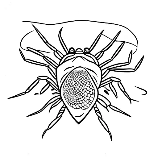 A minimalist tattoo of a rockpool with shells and a crab tattoo design idea