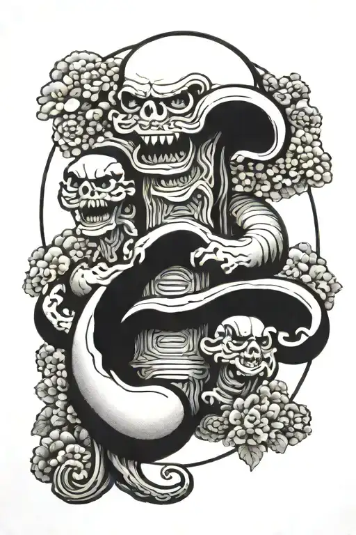 at the top it says chang gang and in the middle a giant peanut tattoo design idea