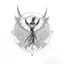 Phoenix tree tribal tattoo design idea