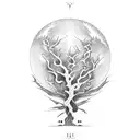 Phoenix tree of life japan style tattoo design idea