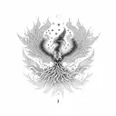 Phoenix tree of life japan style tattoo design idea