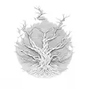 Phoenix tree of life japan style tattoo design idea