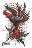 Pheonix rising from a Venetian Mask tattoo design idea