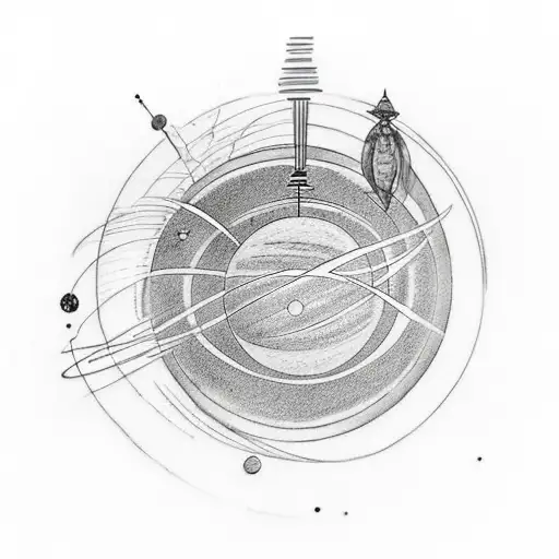 tattoo of lines with the solar system showing my 6-year-old daughter born in December and my 3-year-old son born in Apri tattoo design idea