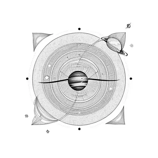 tattoo of lines with the solar system showing my 6-year-old daughter born in December and my 3-year-old son born in Apri tattoo design idea