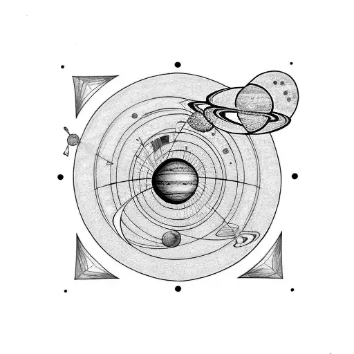 tattoo of lines with the solar system showing my 6-year-old daughter born in December and my 3-year-old son born in Apri tattoo design idea