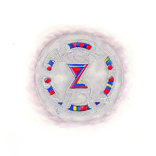 Ankh symbol with letters A and Z tattoo design idea