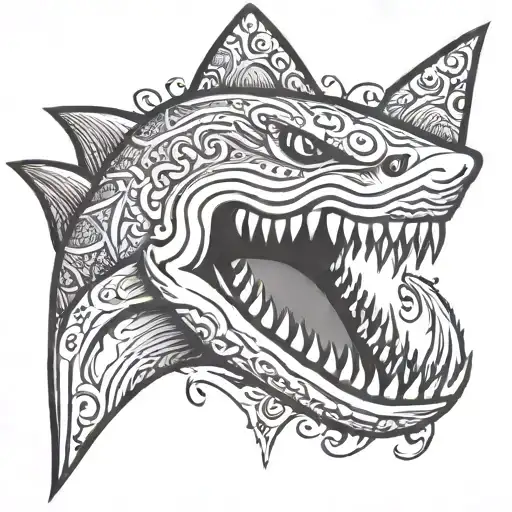 shark tooth with 910 tattoo design idea