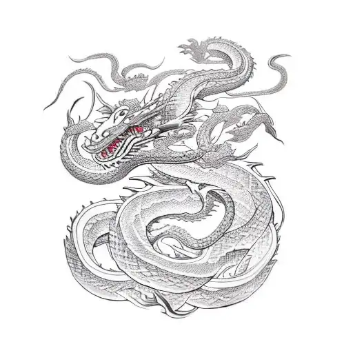 Dragon and Snake tattoo design idea