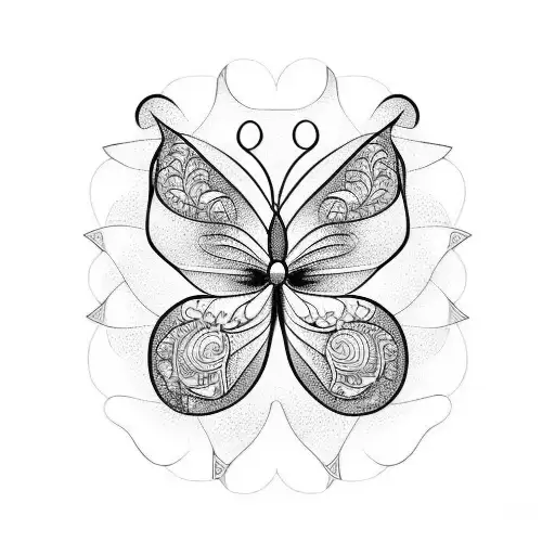 butterfly and plane tree tattoo design idea