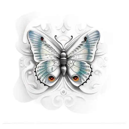 butterfly and plane tree tattoo design idea