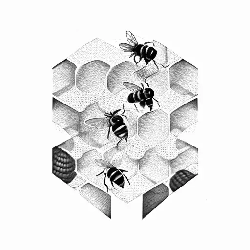 bee honey hive tattoo design idea