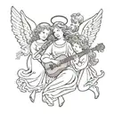 3 angels flying playing instrument or something related tattoo design idea