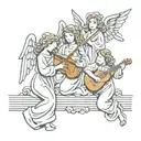 3 angels flying playing instrument or something related tattoo design idea