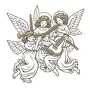 3 angels flying playing instrument or something related tattoo design idea