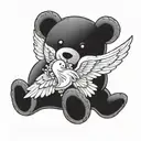teddy bear with angel wings tattoo design idea